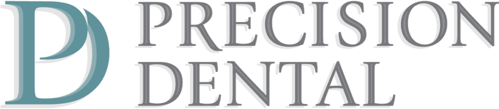 A stylized logo of P&D in one letter only and the text 'PRECISION DENTAL' at the right side.